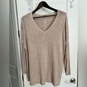 Democracy XL oatmeal-colored sweater